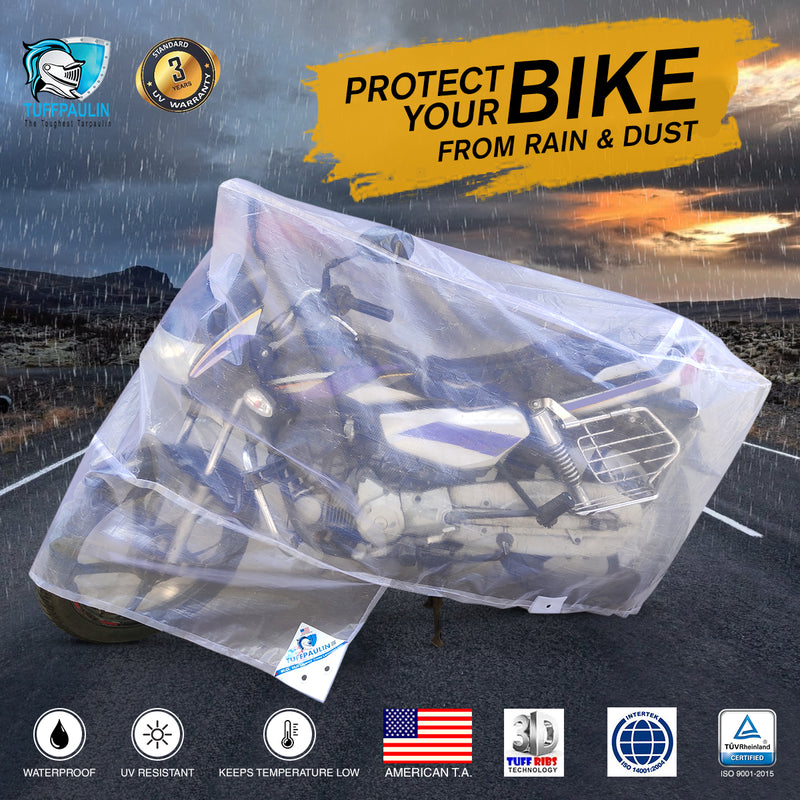 Transparent Bike Cover | Bike Cover, Universal Size, UV Protection & Water Resistant, Dustproof Plastic Bike Body Cover for Two Wheeler Scooter, Motor Cycle - Purchasekart