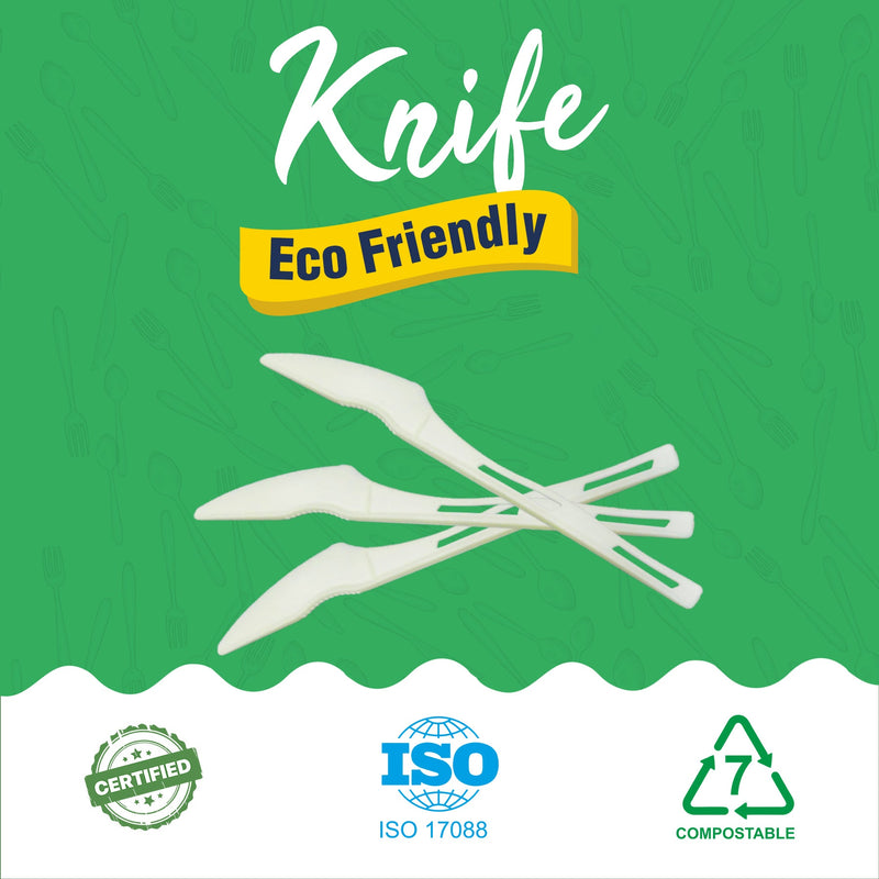 Dr. Bio Compostable Eco Friendly Knife Pack of 30 pcs. | Biodegradable, Compostable, CPCB Certified Made of Corn Starch Thick Quality