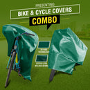 Bike and Cycle Cover Combo | Universal Size, UV Protection & Water Resistant, Dustproof Plastic Bike Body Cover for Two Wheeler Scooter, Motor Cycle