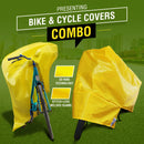 Bike and Cycle Cover Combo | Universal Size, UV Protection & Water Resistant, Dustproof Plastic Bike Body Cover for Two Wheeler Scooter, Motor Cycle