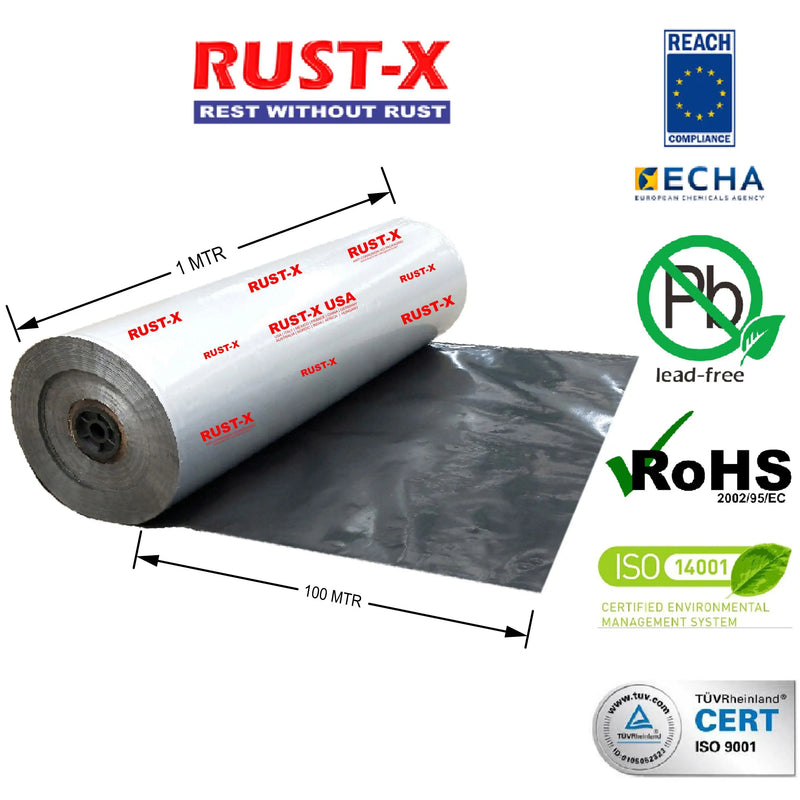 MIL-PRF-131 Class 1<br>Rust-X Grade- Aluminum Barrier Foil Silver/Black  Purchasekart Purchasekart Roll-1MTR-X-100MTR-200