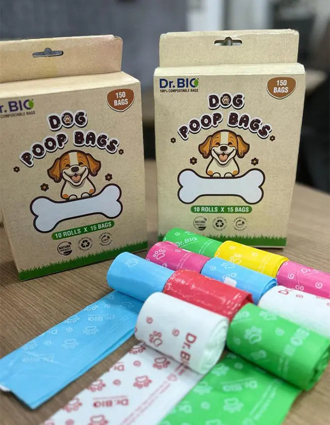 Compostable Poop Bag | Made from Compostable Bio Plastic | 9x15” | 15 bags per roll | 10 rolls per Box | 150 bags | Tough Sealing |  Tear Resistant | High Strength | CPCB Certified  Purchasekart Purchasekart