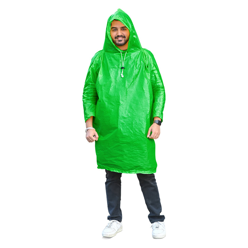 Full Sleeves Unisex Reusable Pocket Emergency Waterproof Rain Poncho for men and women Free Size