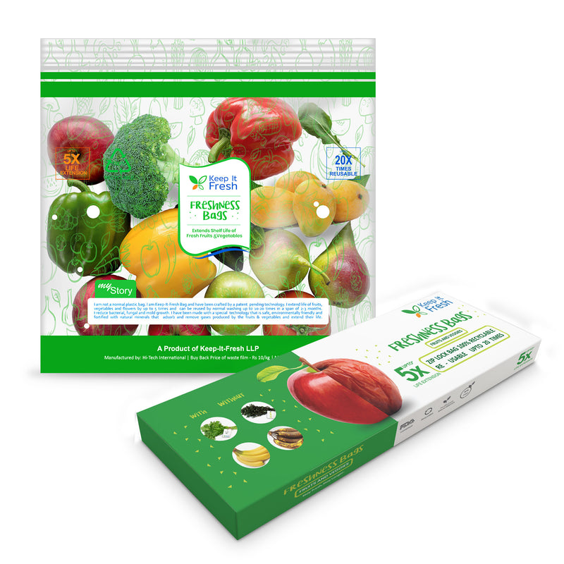 KIF Freshness Bags, Re-Usable Bags, Fruits, Vegetables & Flowers Bags, Freeze Bags, MultiPurpose Storage Bags - Purchasekart