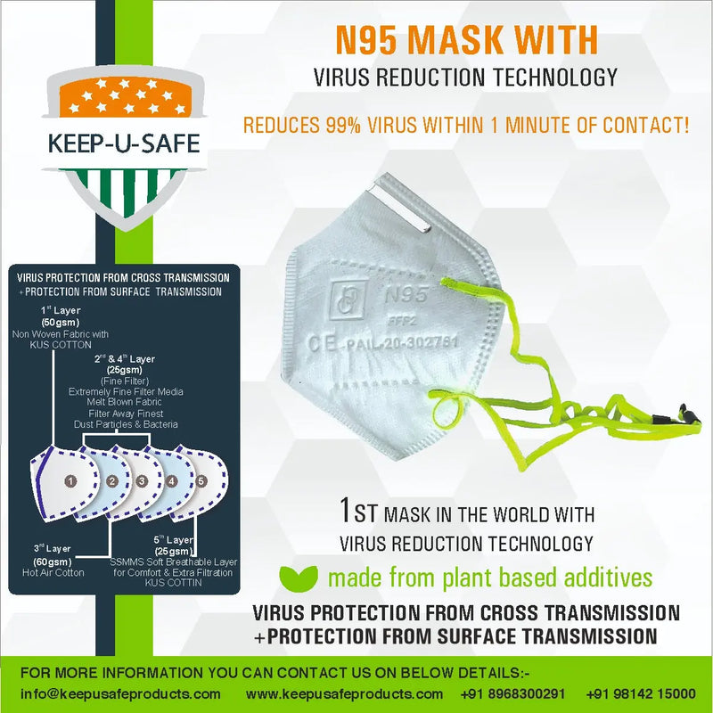 N95 Mask N95 Mask with Virus Reduction Technology  Purchasekart Keep U Safe