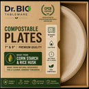 Dr. Bio Compostable Round Plates 9 Inch Sturdy Leak Proof Party Pack