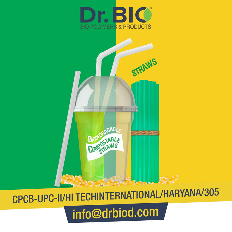 Dr. Bio Biodegradable Compostable Straws 8mm 50 Pcs. Heavy Duty | Made of Bio Plastic