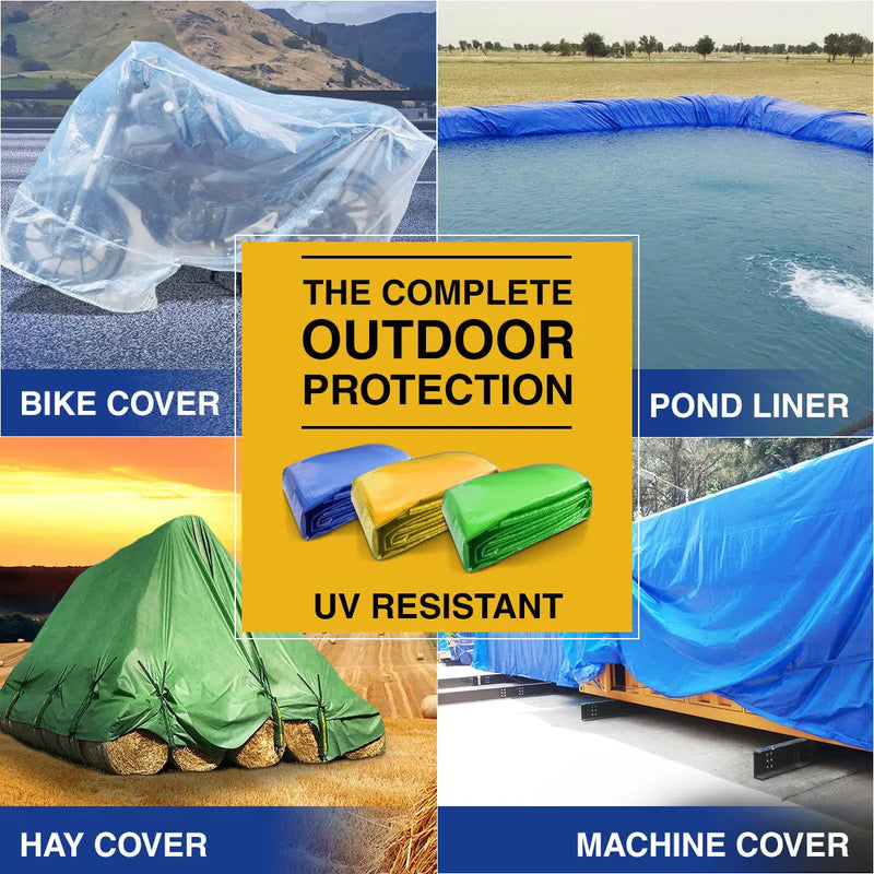 Tarps Tarpaulin Blue 15x21ft 200gsm Tirpal Tadpatri Tharpai Thadika, Extra Strong, Reinforced Eyelets, UV Resistant, 100% Waterproof Virgin, 6 Layer MLCL 3D Rib Technology  Purchasekart TUFFPAULIN