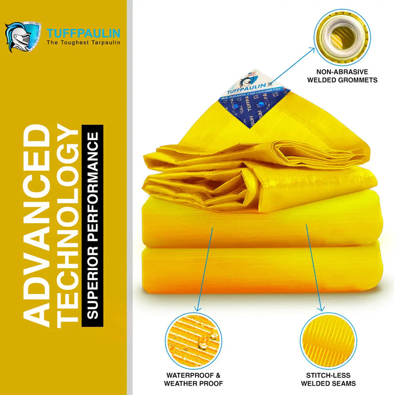 Tarpaulin Sheet Tarpaulin Blue 30x40 feet 200 gsm, Heavy Duty Tarpaulin, Reinforced Eyelets, UV Resistant, Waterproof, 6 Layer MLCL 3D Rib Technology  Purchasekart TUFFPAULIN