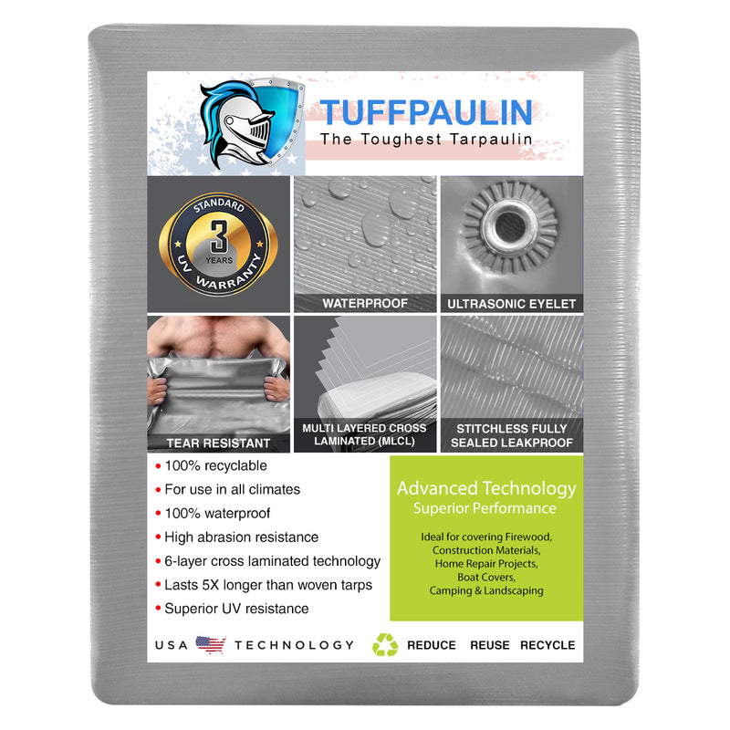 Tarpaulin Silver Tirpal Tadpatri Tharpai Thadika, Extra Strong, Reinforced Eyelets, UV Resistant, 100% Waterproof Virgin, 6 Layer MLCL 3D Ribs Technology