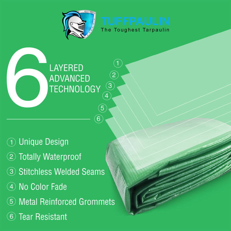 Tarpaulin Blue Tirpal Tadpatri Tharpai Thadika, Extra Strong, Reinforced Eyelets, UV Resistant, 100% Waterproof Virgin, 6 Layer MLCL 3D Rib Technology