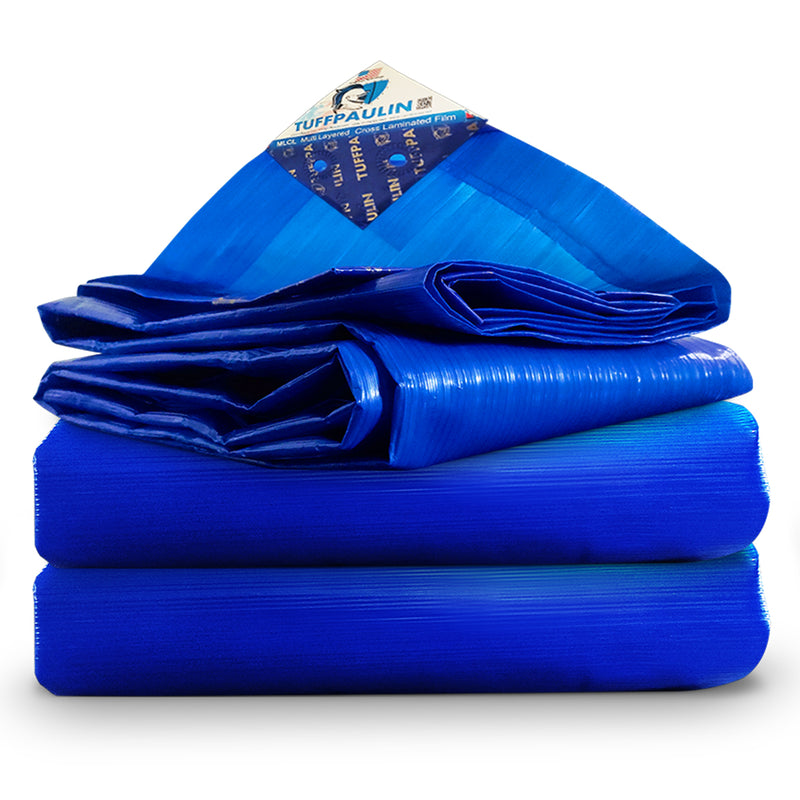 Tarpaulin Blue Tirpal Tadpatri Tharpai Thadika, Extra Strong, Reinforced Eyelets, UV Resistant, 100% Waterproof Virgin, 6 Layer MLCL 3D Rib Technology