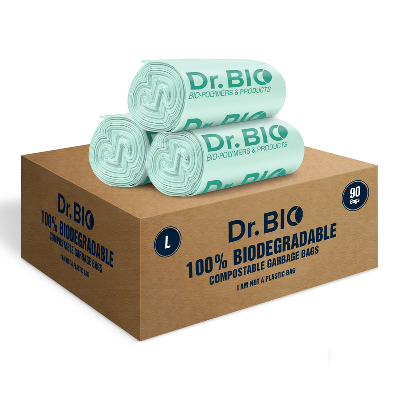 Dr. Bio Compostable Eco Friendly Garbage Bags Biodegradable Made of Corn Starch Thick Quality - Green Colour