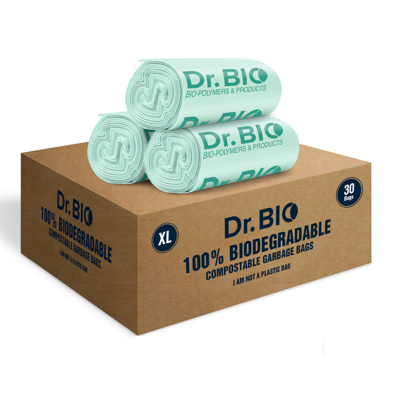 Dr. Bio Compostable Eco Friendly Garbage Bags Biodegradable Made of Corn Starch Thick Quality - Green Colour